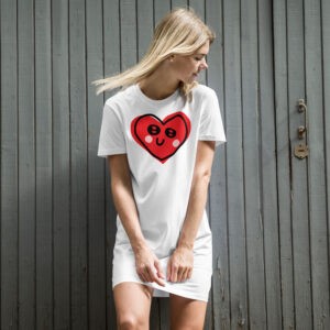 Corazón Vestido camiseta de algodón orgánico